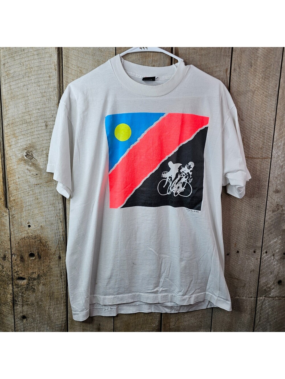 Vintage 1989 Cycling Bicyclist Graphic T Shirt XL Screen Stars Best USA
